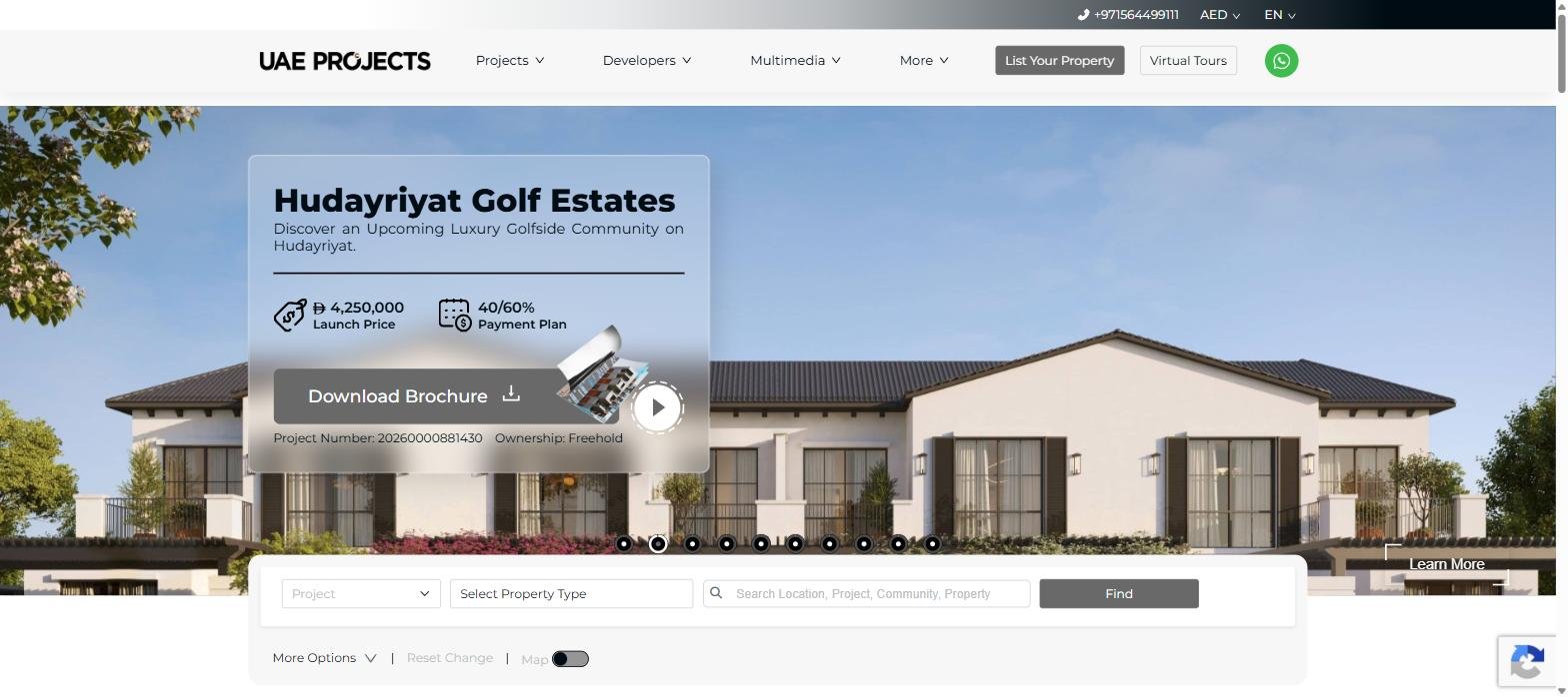 UAEProjects property platform homepage